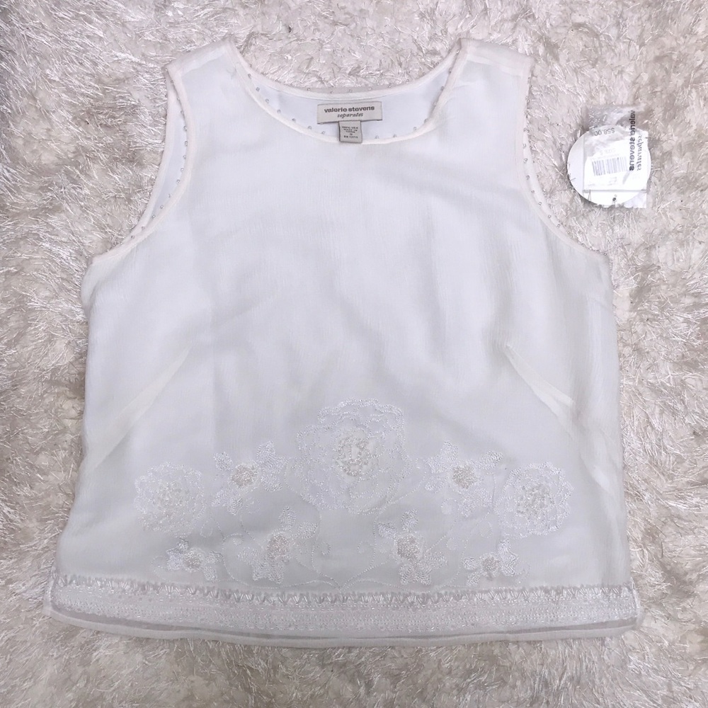 Valeria Stevens White Beaded Top